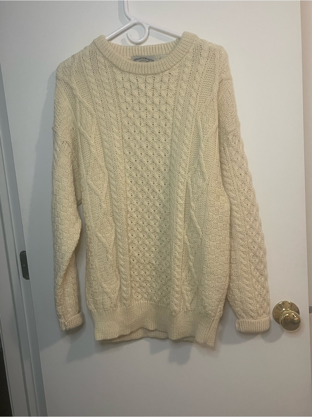 Aran Crafts Cream Cable Crewneck Sweater